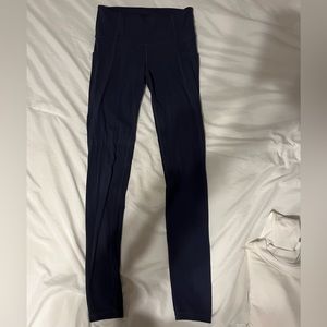 Athleta Navy Salutation Stash Pocket Tights